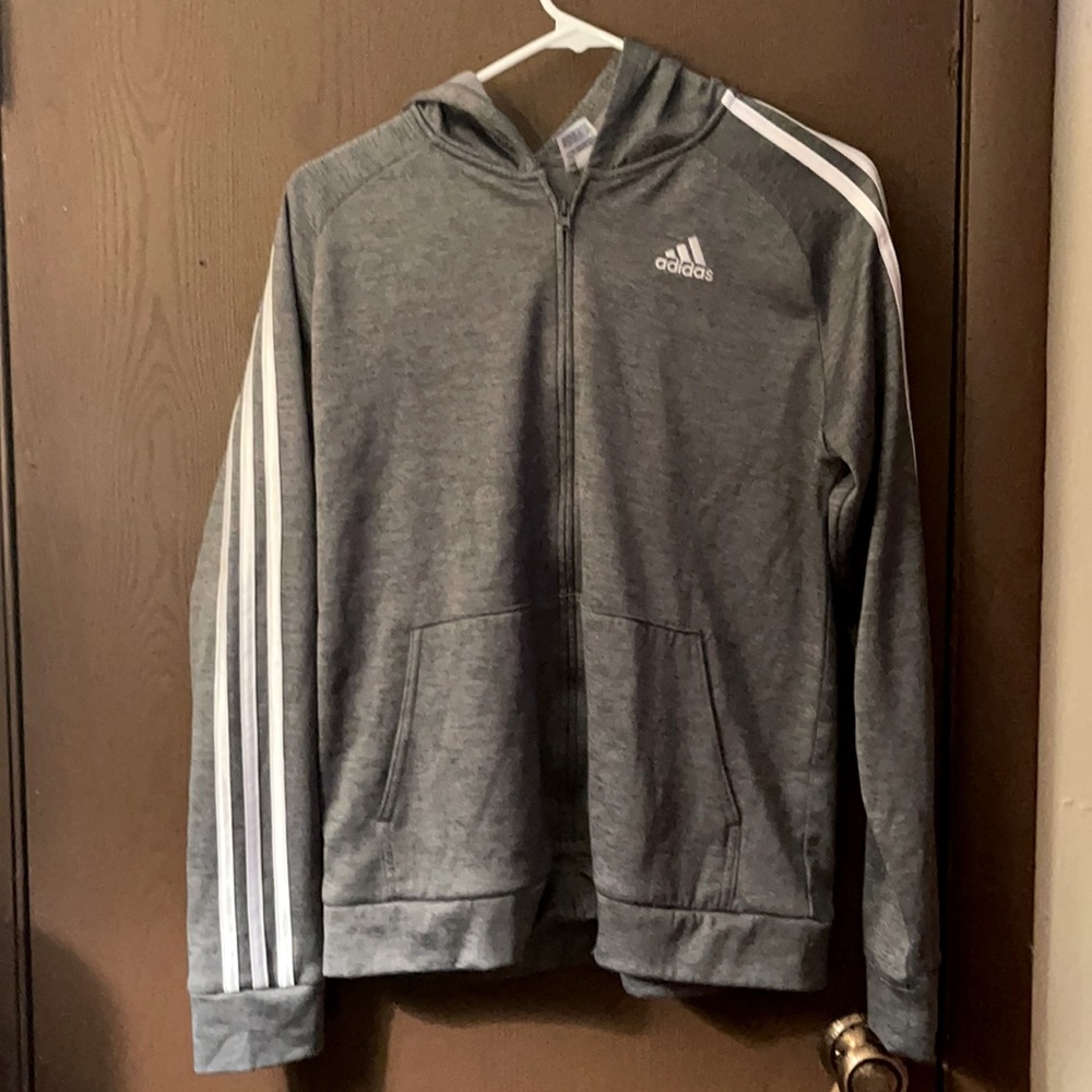 Adidas Zip-Up Hoodie Boys XL (18/20) Gray - Picture 1 of 4